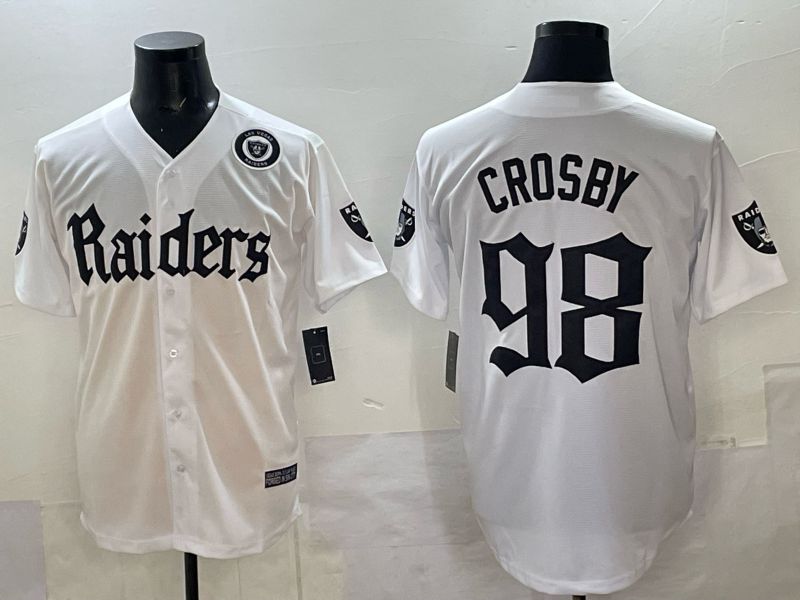 Men 2025 Oakland Raiders 98 Crosby white 6th generation Joint Name Nike Limited NFL Jersey style 010